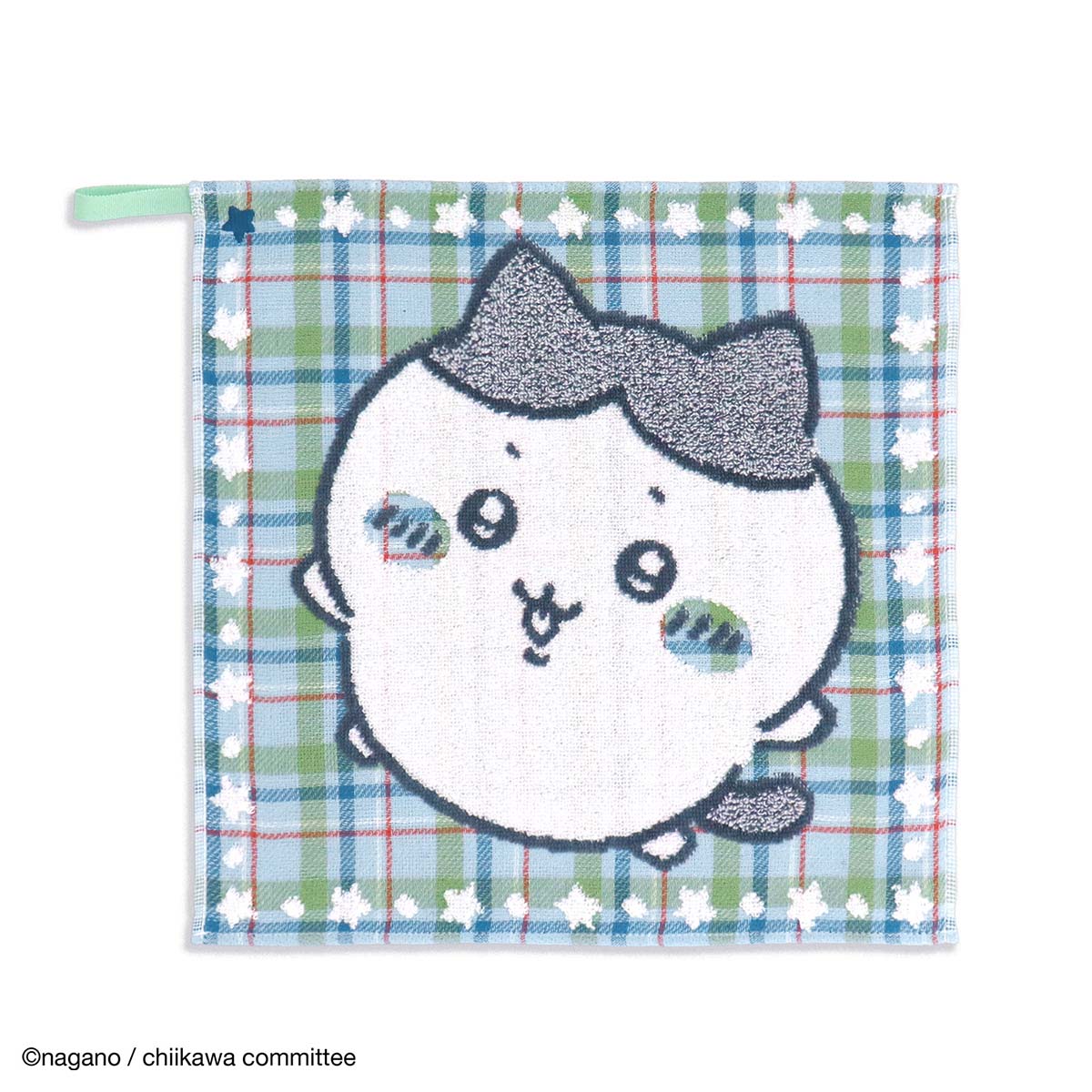 ちいかわ ループ付きウォッシュタオル（カラフルチェック ブルー）