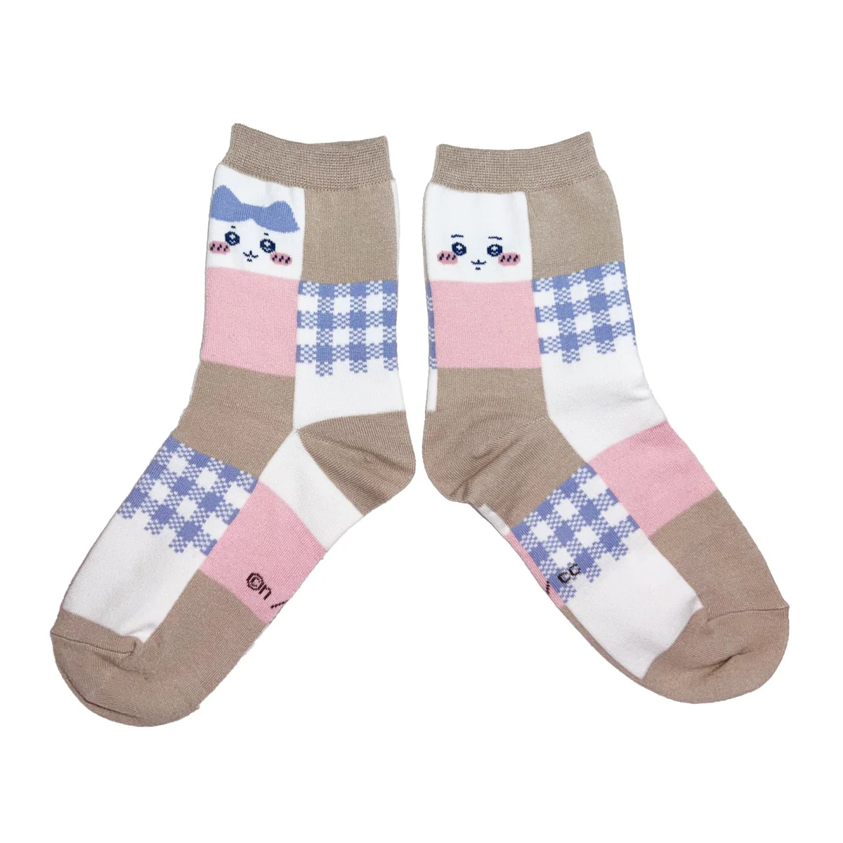 ちいかわ ブロックチェッククルーソックス（ちいかわ＆ハチワレ ベージュ） レディース用