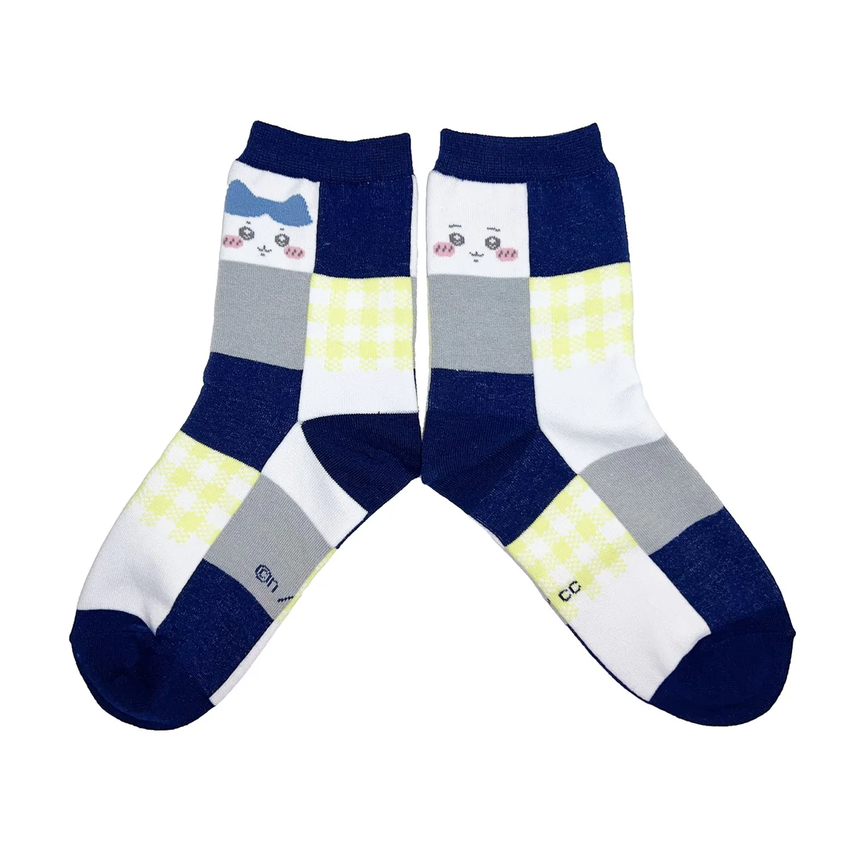 ちいかわ ブロックチェッククルーソックス（ちいかわ＆ハチワレ ネイビー） レディース用