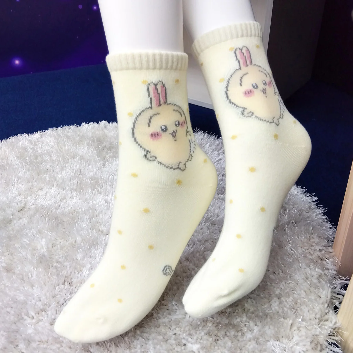 ちいかわ クルーソックス(うさぎドット クリーム) - Image 6