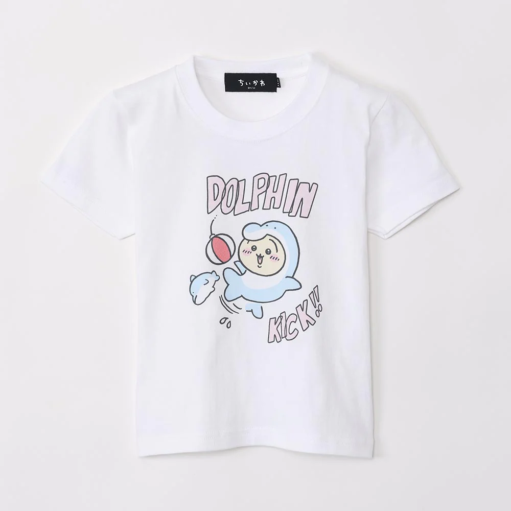ちいかわ水族館 キッズTシャツ ドルフィンキック ホワイト（カメミラー付）