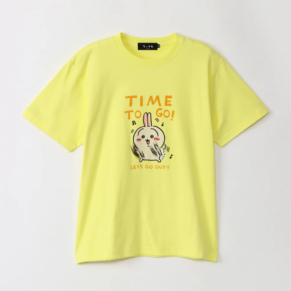 ちいかわ お出かけ楽しみ!な Tシャツ おでかけうさぎ ライトイエロー - Image 4