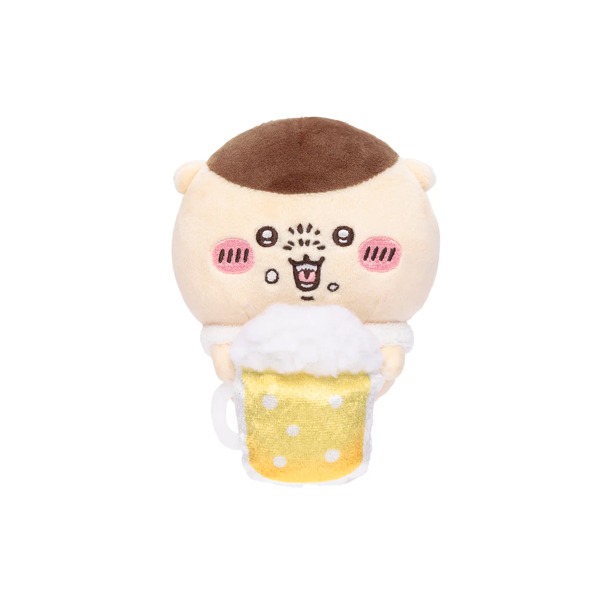ちいかわ デスクトップから見守るひっかけぬいぐるみ(ビールを飲むくりまんじゅう)