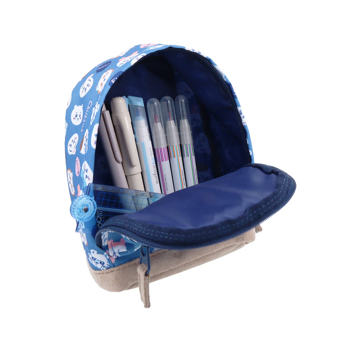 ちいかわ ペンケース BACKPACK ボトムスウェード OD28（ブルー） - Image 6